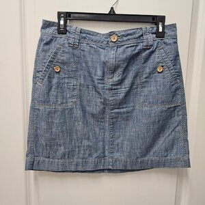 Light blue jeans mini skirt, Size S, front pockets